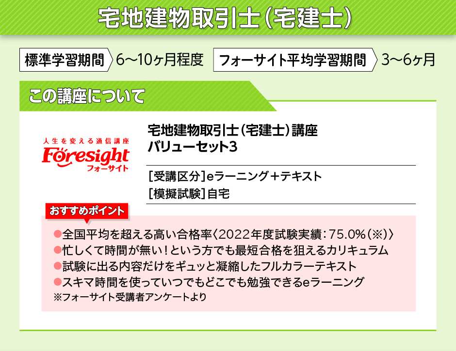 宅建／フォーサイトの宅地建物取引士通信講座 - 全優石ふろむな倶楽部